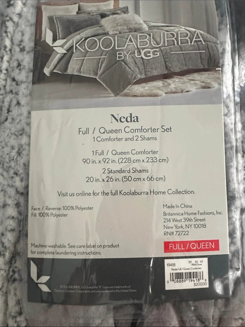 Koolaburra Neda Comforter Set in Light Gray Plush Finish